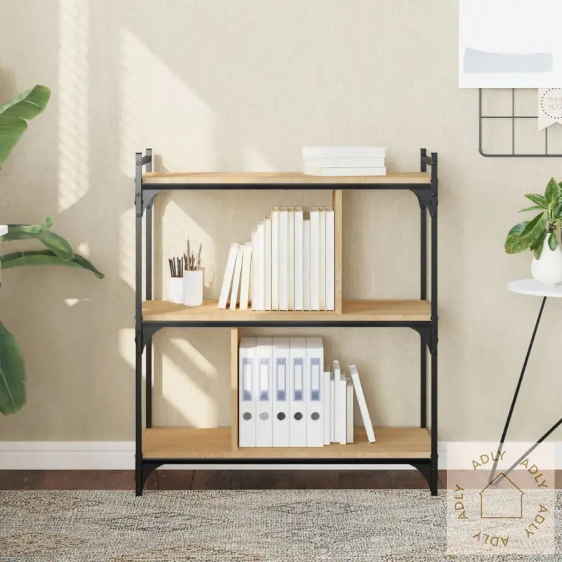 Bokhylle 3 Etasjer Sonoma Eik 76X32X88 Cm Konstruert Tre