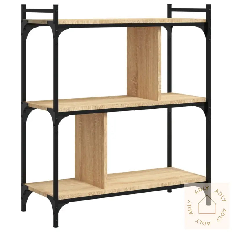 Bokhylle 3 Etasjer Sonoma Eik 76X32X88 Cm Konstruert Tre