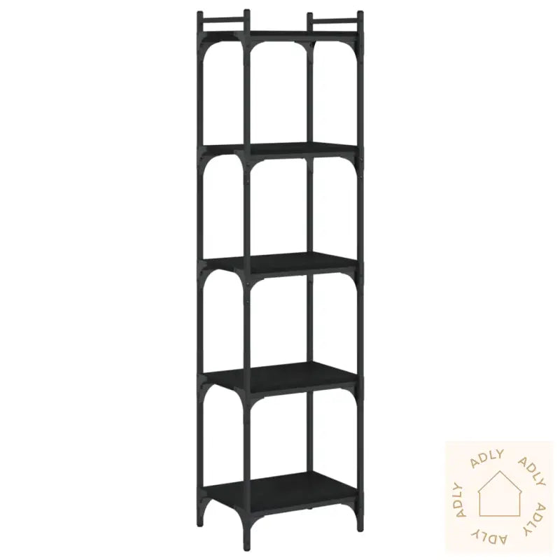 Bokhylle 5 Etasjer Svart 40X30X154 Cm Konstruert Tre
