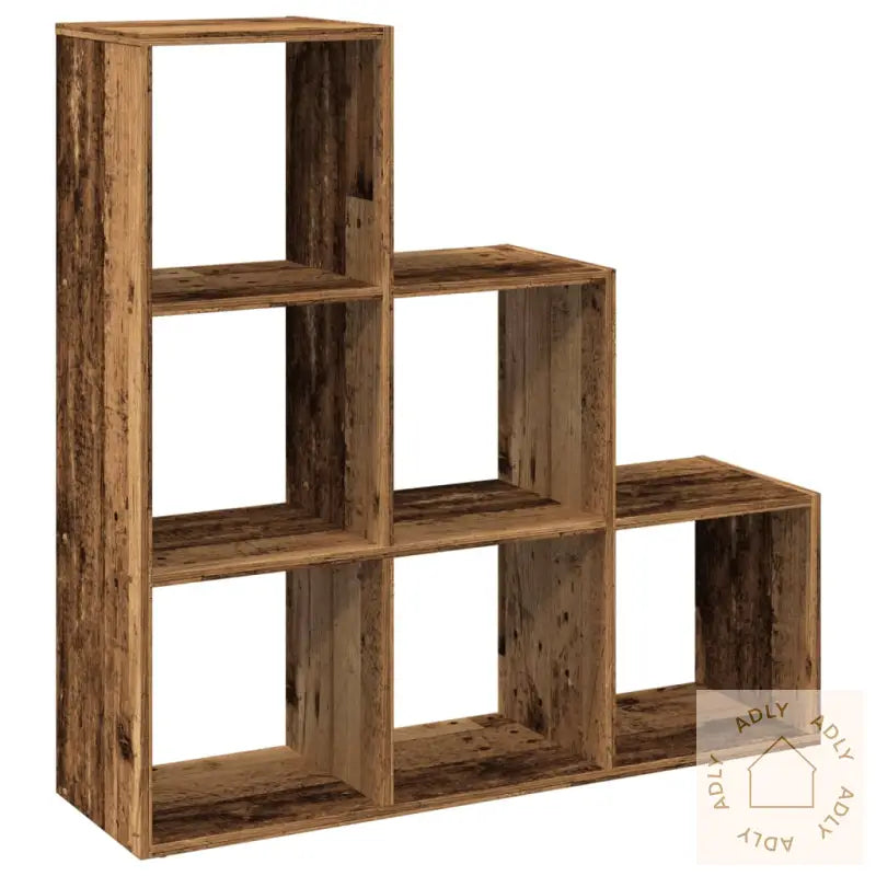 Romdeler Bokhylle 3 Lag Gammelt Eik 99X29X99 Cm Konstruert Tre