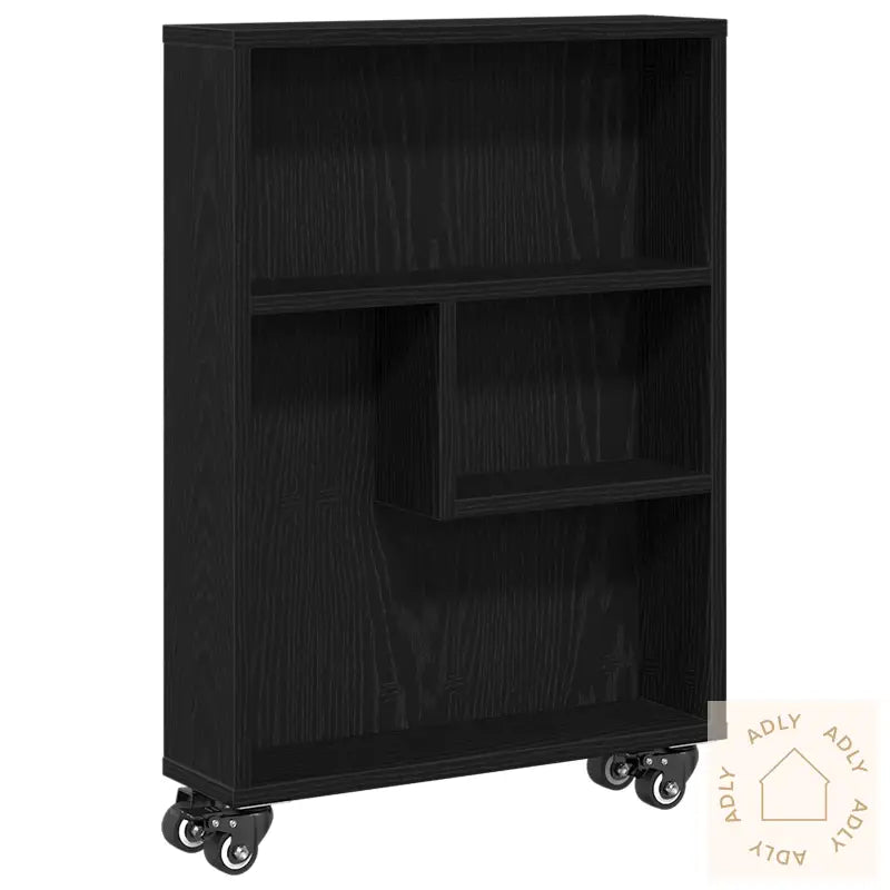 Smal Lagringstrolley Svart Eik 48X13X68 Cm Konstruert Tre