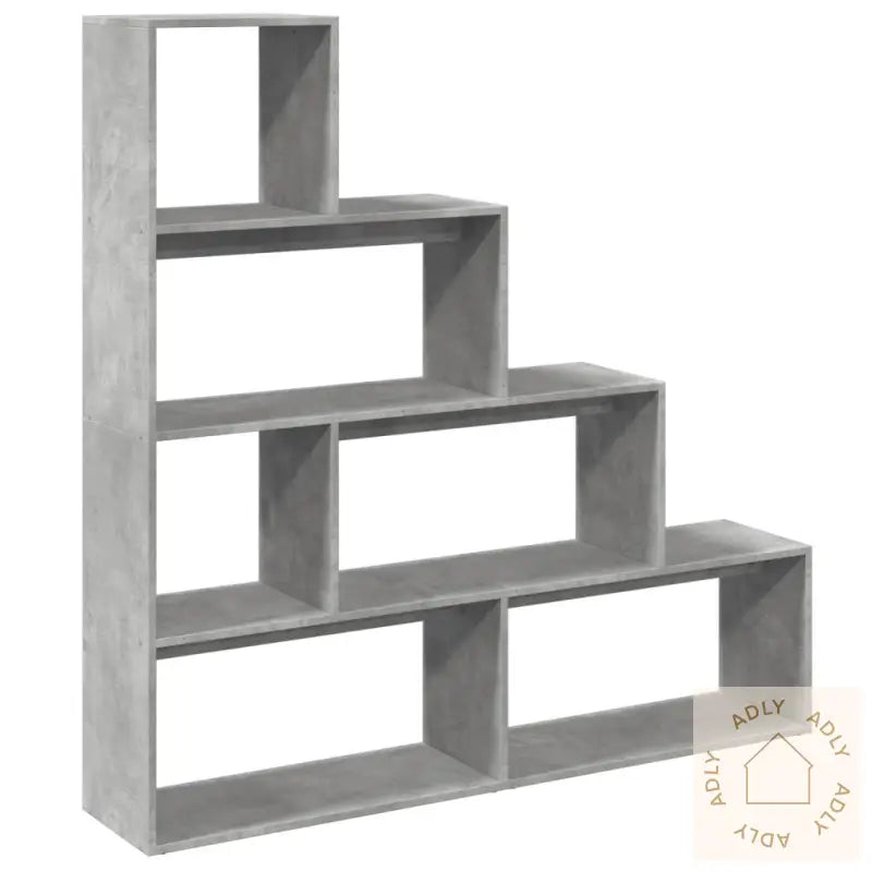 Bokhylle 4 Etasjer Betonggrå 143,5X29X143,5 Cm Konstruert Tre