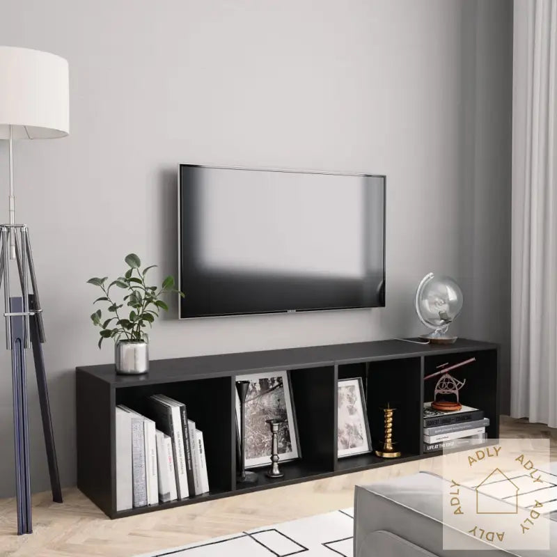 Bokhylle/Tv-Benk Svart 143X30X36 Cm