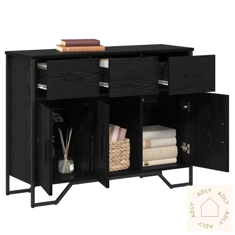 Bordskuff Svart Eik 97X32,5X74,5 Cm Konstruert Tre