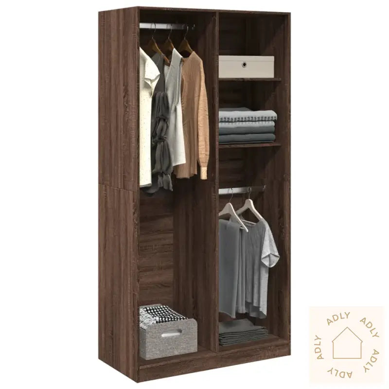 Garderobe Brun Eik 100X50X200 Cm Konstruert Tre
