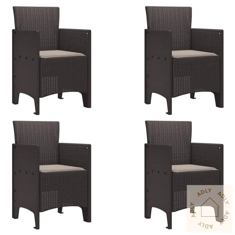 Hagemøbler Med Puter 4 Stk Brun Poly Rattan