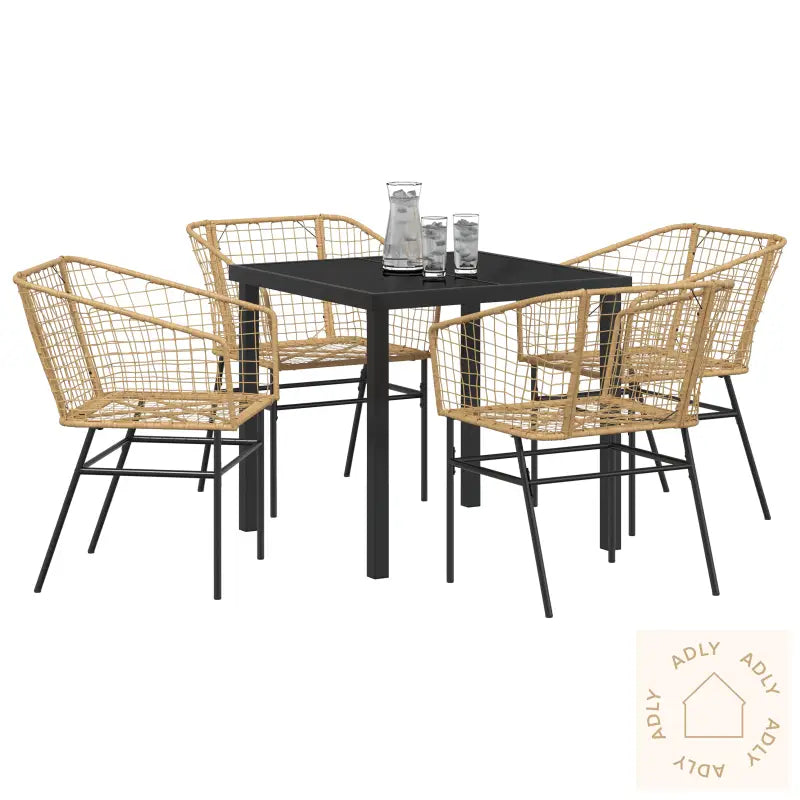 5 Delers Hage Spisegruppe Brun Poly Rattan