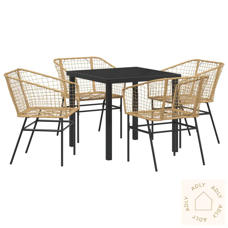 5 Delers Hage Spisegruppe Brun Poly Rattan