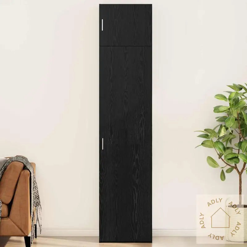 Oppbevaringsskap Svart Eik 50 X 41 X 225 Cm Konstruert Tre