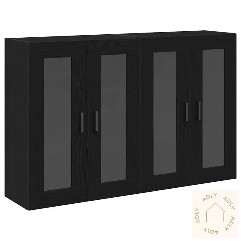 Veggskap 2 Stk Svart Eik 69,5 X 34 X 90 Cm Konstruert Tre