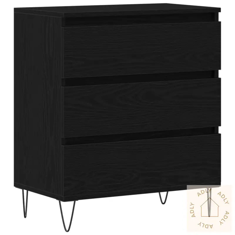Sideboard Med Skuffer Svart Eik 60X35X70 Cm Ingeniørtre