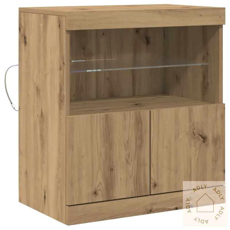 Sideboard Med Led-Belysning I Artisan Eik 60X37X67 Cm