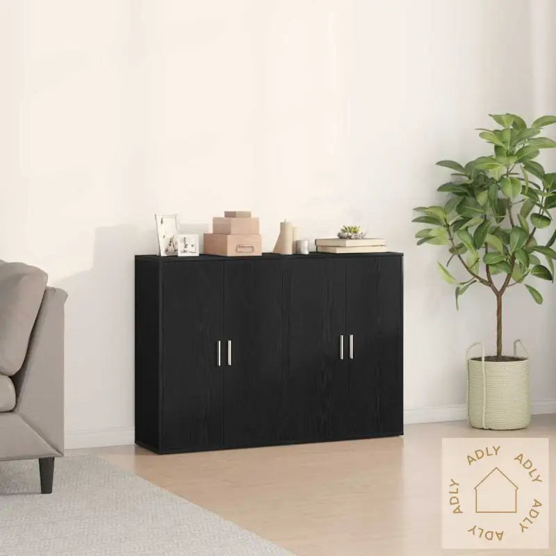 Sideboards 2 Stk I Sort Eik, Mål: 60 X 31 X 84 Cm. Bygget I Tre.