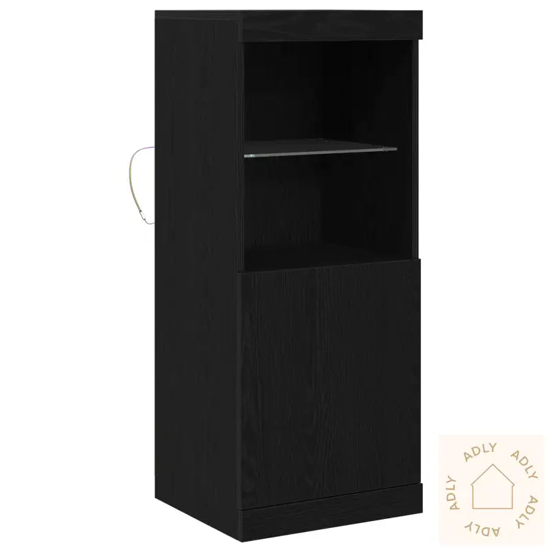 Skap Med Led-Lamper Svart Eik 41X37X100 Cm