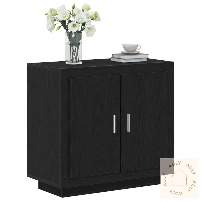 Sideboard Svart Eik 80X40X75 Cm Konstruert Tre