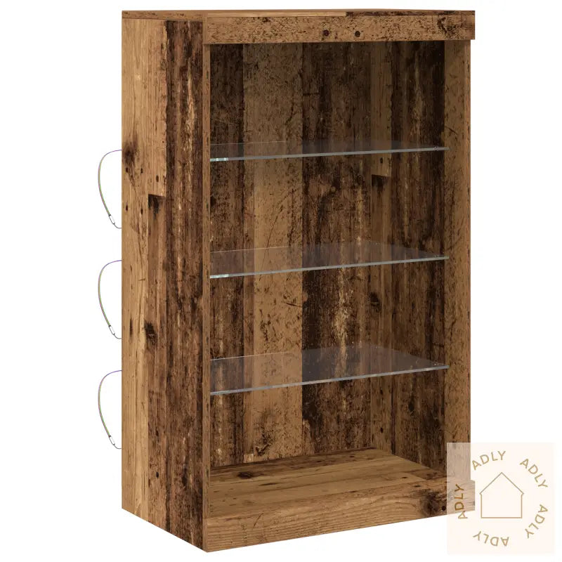 Sideboard Med Led-Lamper Gamle Treverk 60,5X37X100 Cm