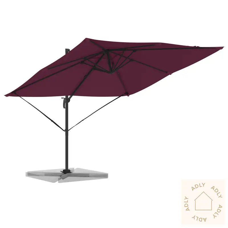 Parasoll Burgunder Aluminium, Polyester Stor Justerbare Armlener