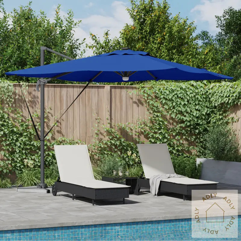 Cantilever Roma Parasol Med Led-Er Azurblå 286X285X270 Cm Aluminium