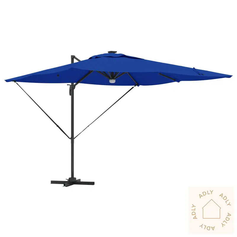 Cantilever Roma Parasol Med Led-Er Azurblå 286X285X270 Cm Aluminium