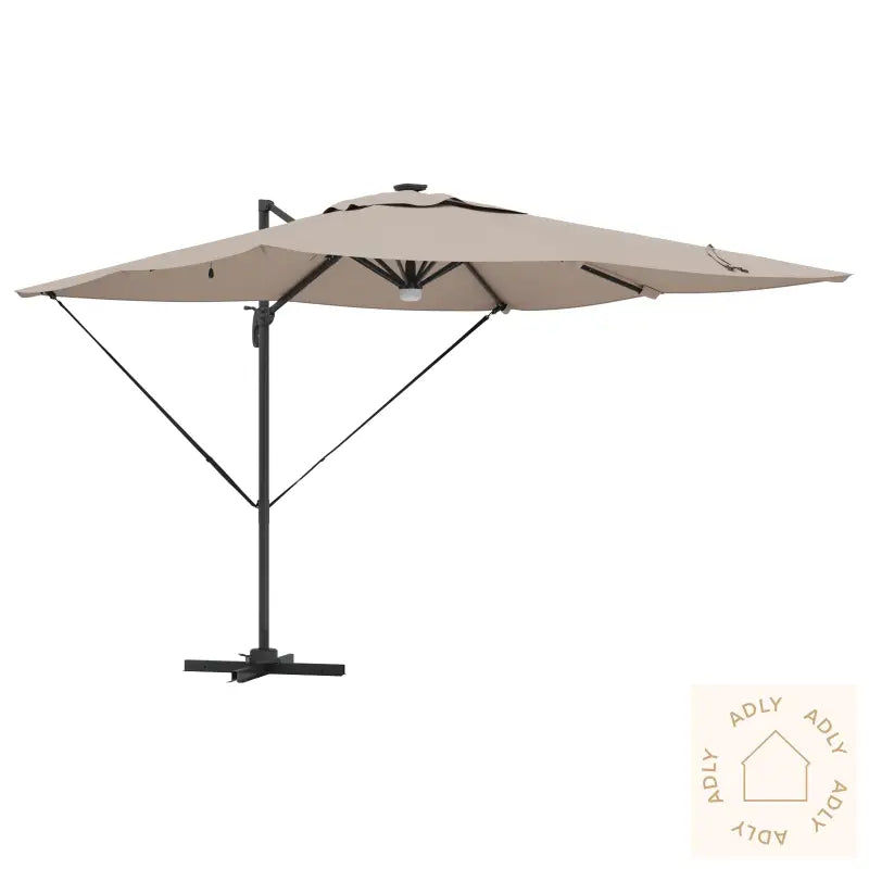 Cantilever Roma Parasol Med Led-Er Taupe 286X285X270 Cm Aluminium
