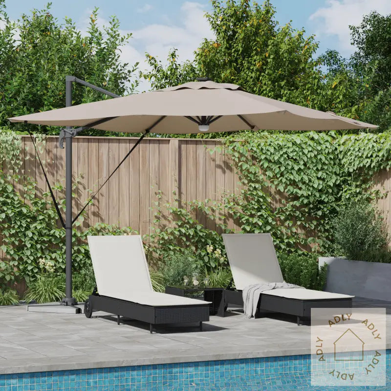 Cantilever Roma Parasol Med Led-Er Taupe 286X285X270 Cm Aluminium