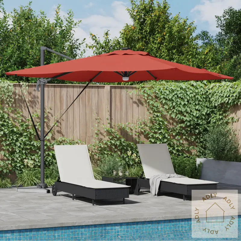 Cantilever Roma Parasol Med Led-Lamper Terrakotta 286X285X270 Cm Aluminium