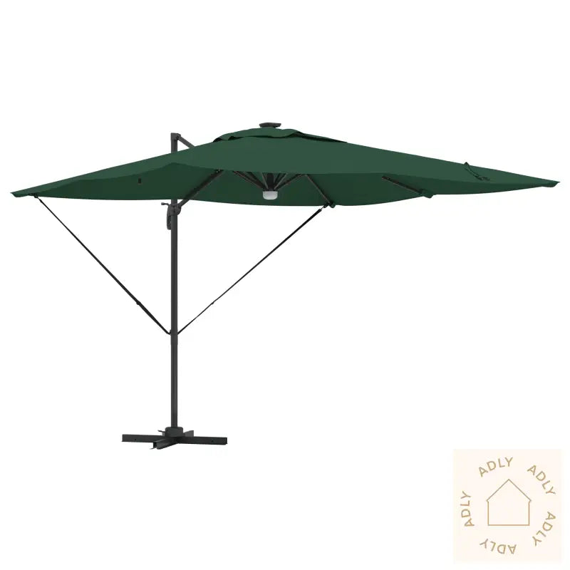 Cantilever Roma Parasol Med Led Grønn 286X285X270 Cm Aluminium