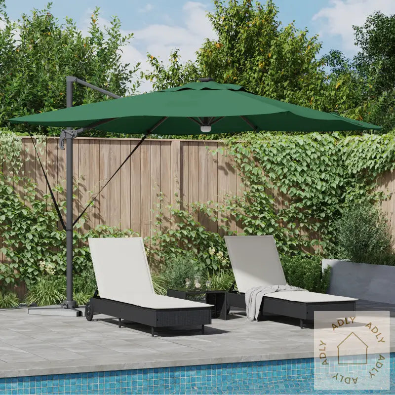 Cantilever Roma Parasol Med Led Grønn 286X285X270 Cm Aluminium