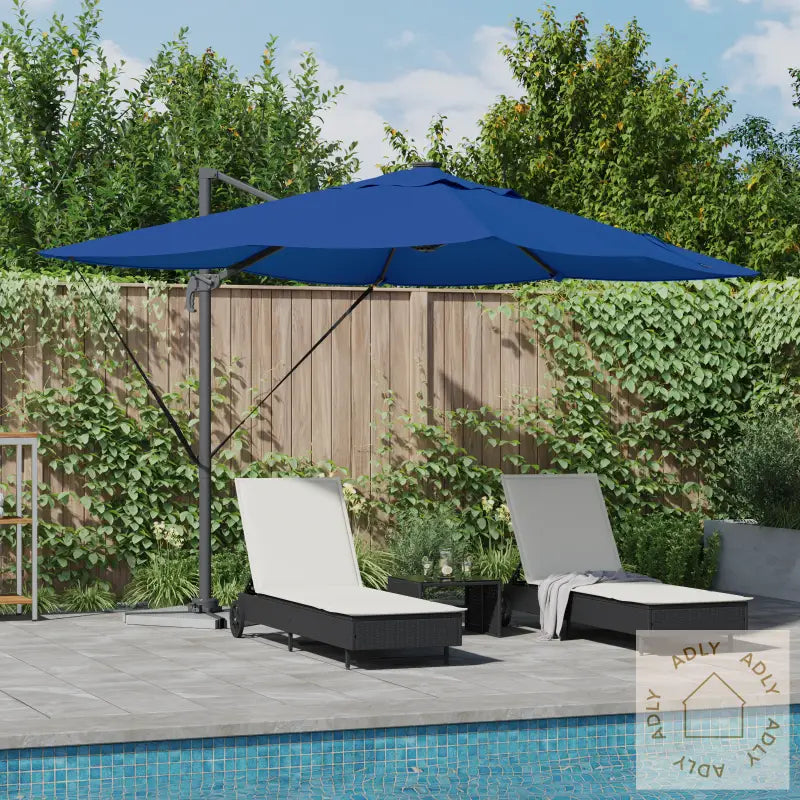 Cantilever Roma Parasoll Med Led-Lamper Azure Blå 352X251X265 Cm Aluminium