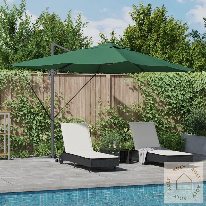 Cantilever Roma Parasol Med Led-Lamper Grønn 352X251X265 Cm Aluminium