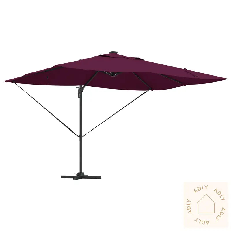 Cantilever Roma Parasol Med Led I Bordeaux-Rød 352X251X265 Cm Aluminium