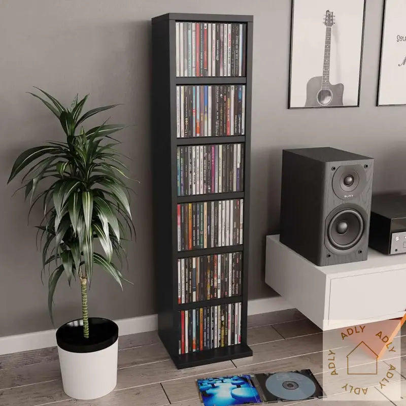 Cd-Skap Svart 21X20X88 Cm Konstruert Tre
