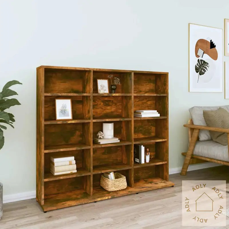 Cd-Skap Røkt Eik 100X23X89,5 Cm Konstruert Tre