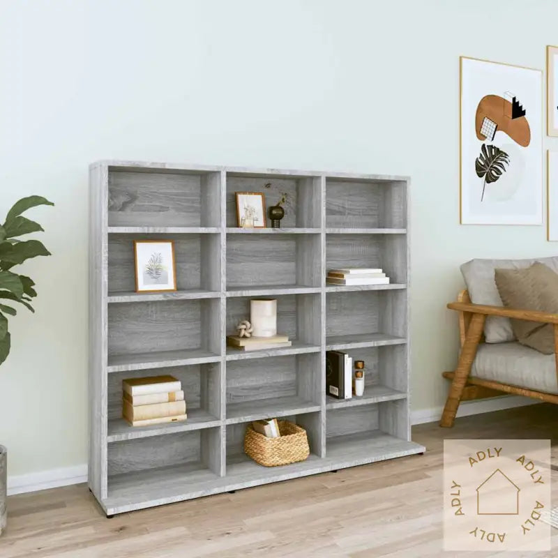 Cd-Skap Grå Sonoma 100X23X89,5 Cm Konstruert Tre