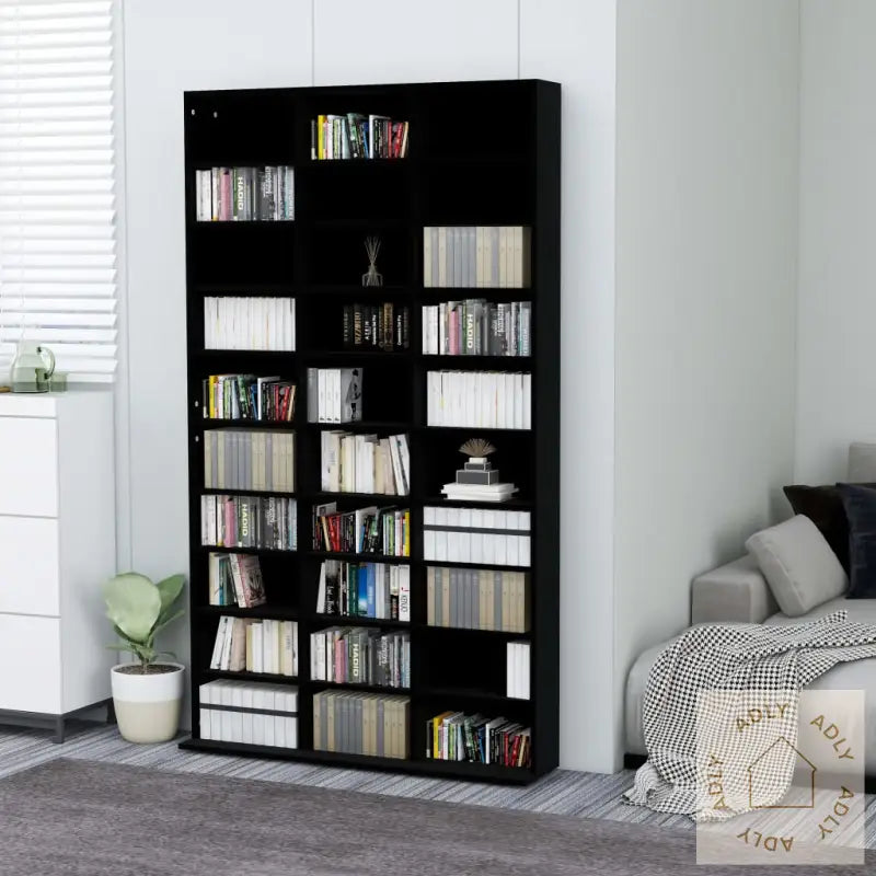 Cd-Hylle Svart 102X16X177,5 Cm Konstruert Tre