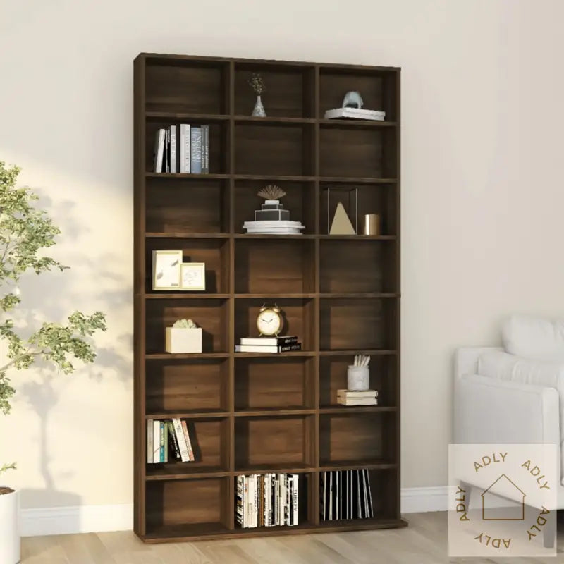 Cd-Skap Brun Eik 102X23X177,5 Cm Konstruert Tre