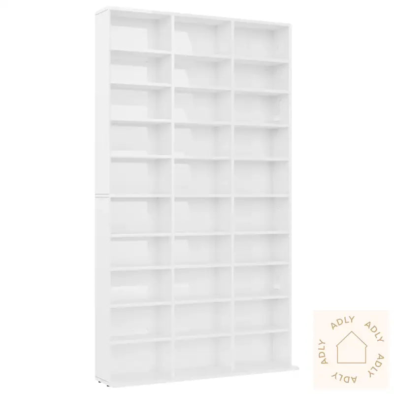 Cd-Hylle Høyglans Hvit 102X16X177,5 Cm Konstruert Tre