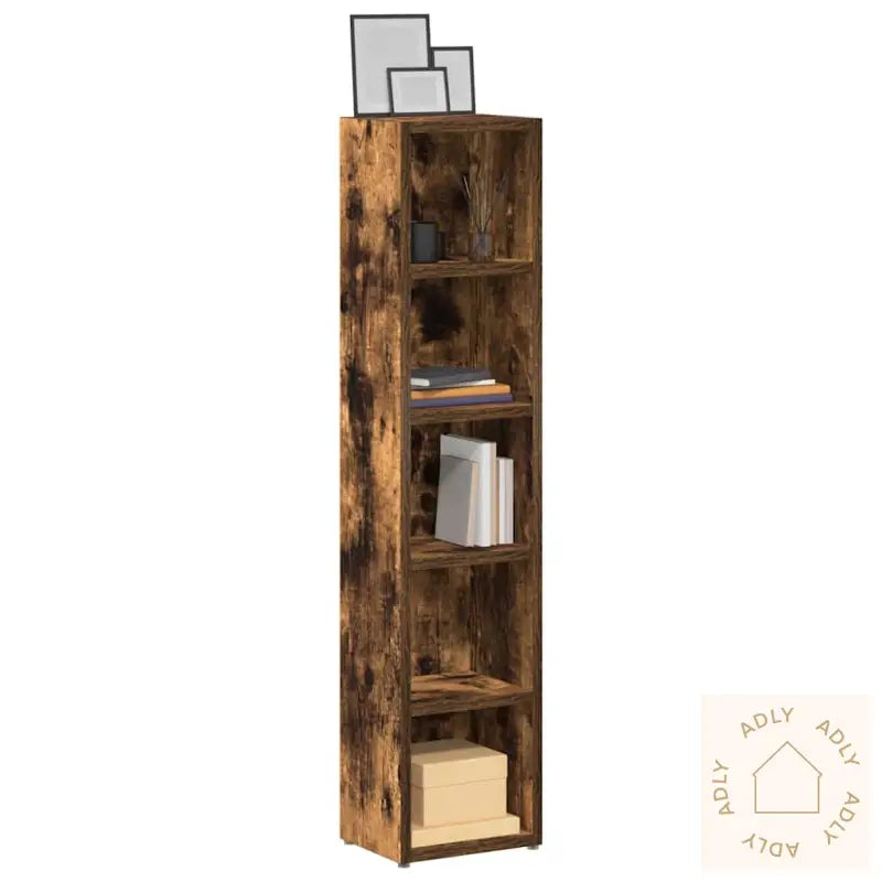 Cd-Skap 2 Stk Røkt Eik 21X16X93,5 Cm Konstruert Tre