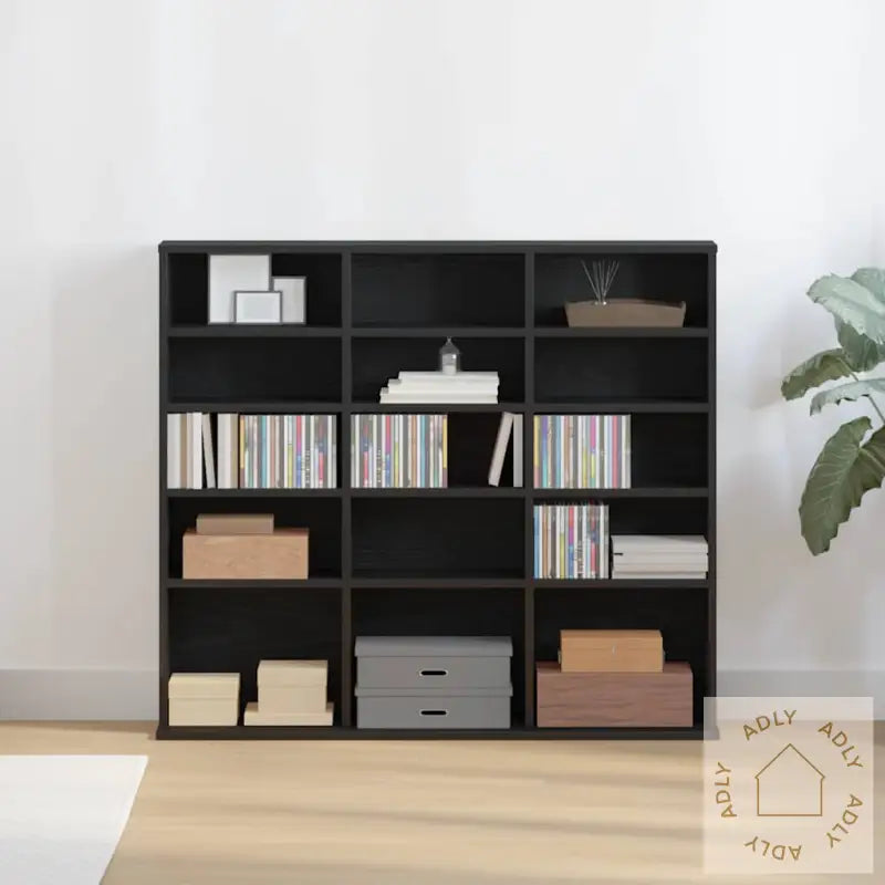 Cd-Skap Svart Eik 100X23X89,5 Cm Konstruert Tre