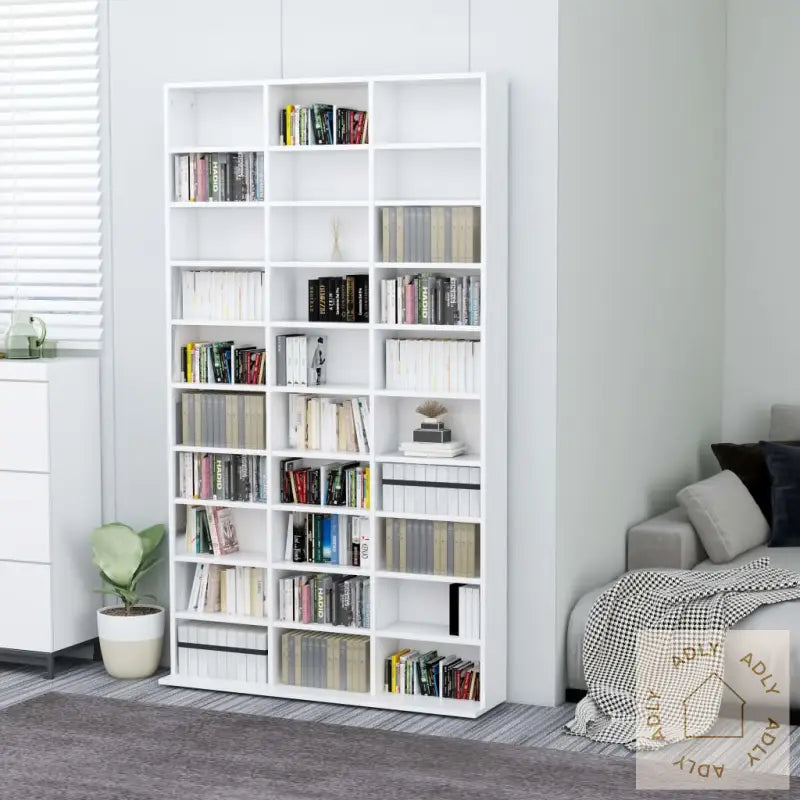 Cd-Hylle Hvit 102X16X177,5 Cm Konstruert Tre