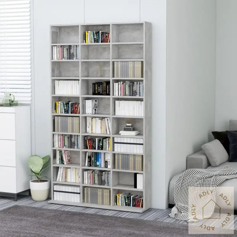 Cd-Hylle Betonggrå 102X16X177,5 Cm Konstruert Tre