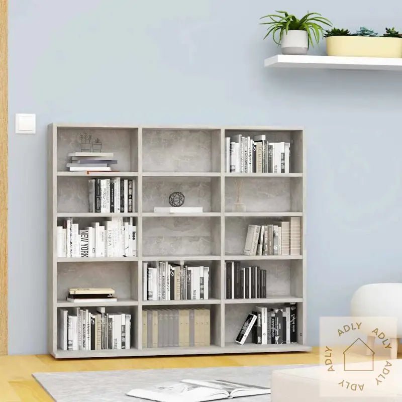 Cd-Hylle Betonggrå 100X23X89,5 Cm Konstruert Tre