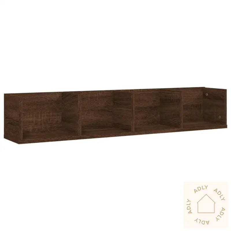 Veggmontert Cd-Hylle Brun Eik 100X18X18 Cm Konstruert Tre