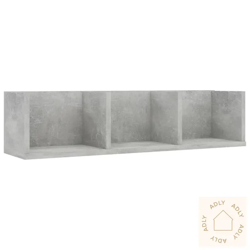 Veggmontert Cd-Hylle Betonggrå 75X18X18 Cm Konstruert Tre