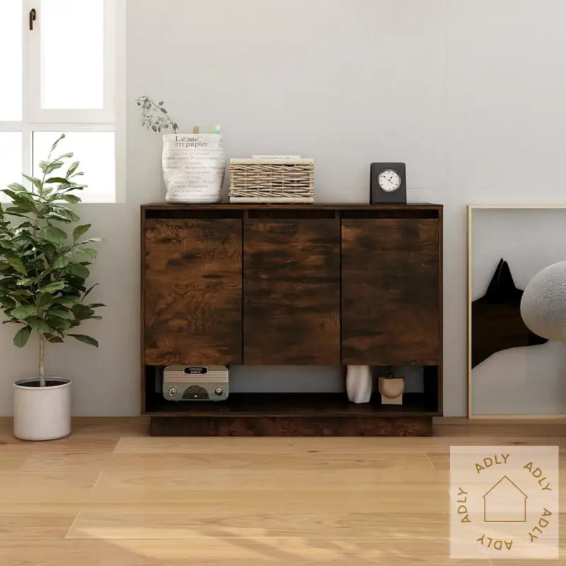 Skjenk Røkt Eik 97X31X75 Cm Konstruert Tre