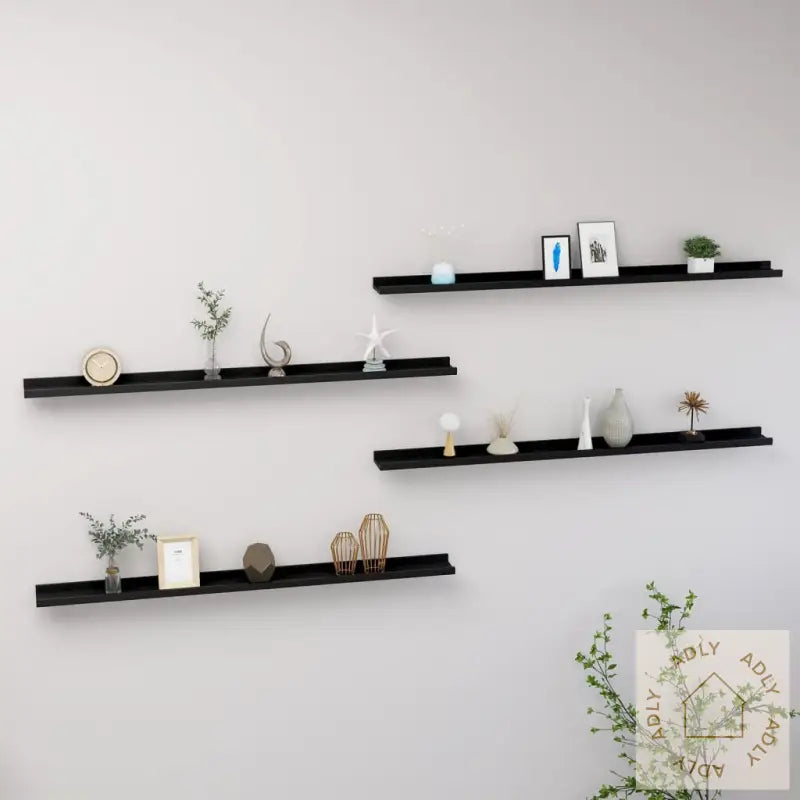 Vegghyller 4 Stk Svart 115X9X3 Cm