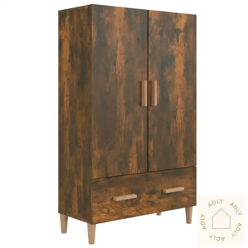 Highboard Røkt Eik 70X31X115 Cm Konstruert Tre