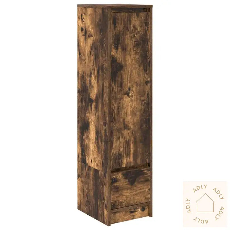 Highboard Røkt Eik 29,5X34X119,5 Cm Konstruert Tre