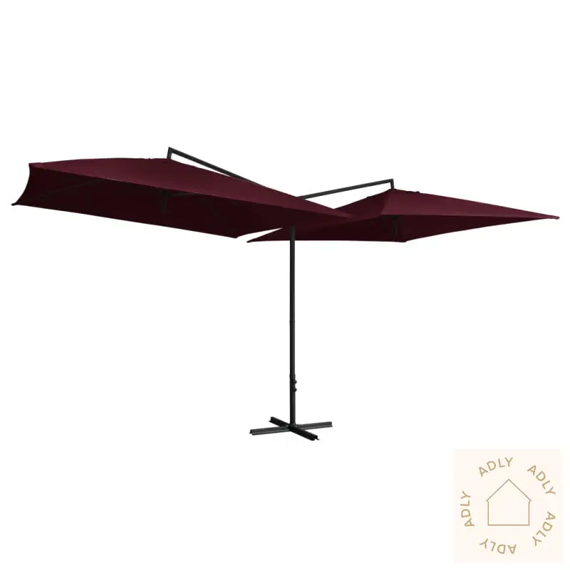 Dobbel Parasoll Med Stålstang 250X250 Cm Vinrød