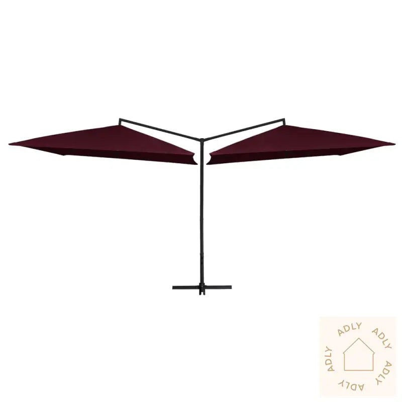Dobbel Parasoll Med Stålstang 250X250 Cm Vinrød